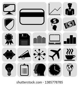 Set of 22 business high quality symbols or icons. Collection. Amazing desing. Vector Illustration.