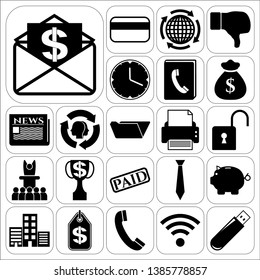 Set of 22 business high quality symbols or icons. Collection. Amazing desing. Vector Illustration.