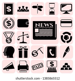Set of 22 business high quality symbols. Collection. Detailed design. Vector Illustration.