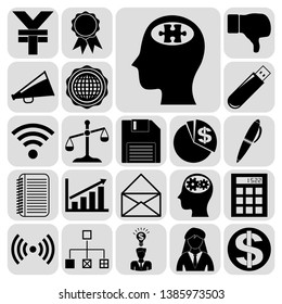 Set of 22 business high quality symbols or icons. Collection. Flat design. Vector Illustration.
