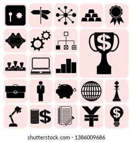 Set of 22 business high quality symbols. Collection. Detailed design. Vector Illustration.