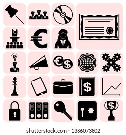 Set of 22 business high quality symbols. Collection. Flat design. Vector Illustration.