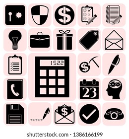 Set of 22 business high quality symbols or icons. Collection. Amazing desing. Vector Illustration.