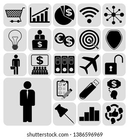 Set of 22 business high quality symbols. Collection. Detailed design. Vector Illustration.