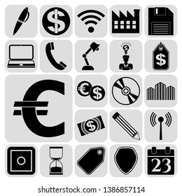 Set of 22 business high quality symbols or icons. Collection. Detailed design. Vector Illustration.