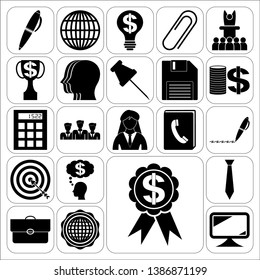 Set of 22 business high quality symbols or icons. Collection. Amazing desing. Vector Illustration.