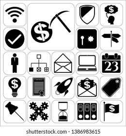 Set of 22 business high quality symbols. Collection. Detailed design. Vector Illustration.