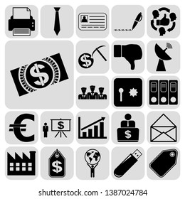 Set of 22 business high quality symbols or icons. Collection. Detailed design. Vector Illustration.