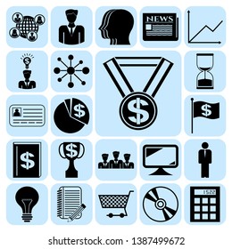 Set of 22 business high quality icons or symbols. Collection. Amazing desing. Vector Illustration.
