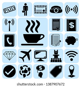 Set of 22 business high quality symbols or icons. Collection. Detailed design. Vector Illustration.