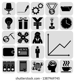 Set of 22 business high quality symbols or icons. Collection. Flat design. Vector Illustration.