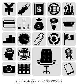 Set of 22 business high quality symbols or icons. Collection. Flat design. Vector Illustration.