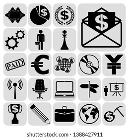Set of 22 business high quality symbols. Collection. Flat design. Vector Illustration.