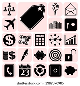 Set of 22 business high quality symbols or icons. Collection. Amazing desing. Vector Illustration.