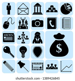 Set of 22 business high quality icons or symbols. Collection. Amazing desing. Vector Illustration.