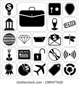 Set of 22 business high quality symbols or icons. Collection. Detailed design. Vector Illustration.