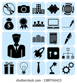 Set of 22 business high quality icons or symbols. Collection. Detailed design. Vector Illustration.