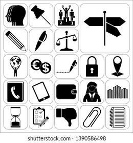 Set of 22 business high quality symbols or icons. Collection. Detailed design. Vector Illustration.