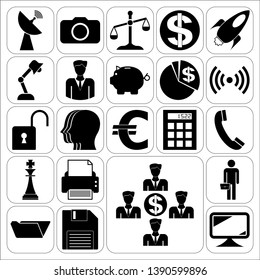 Set of 22 business high quality symbols. Collection. Amazing desing. Vector Illustration.