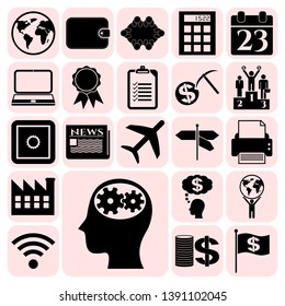 Set of 22 business high quality symbols or icons. Collection. Flat design. Vector Illustration.