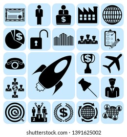 Set of 22 business high quality symbols. Collection. Flat design. Vector Illustration.