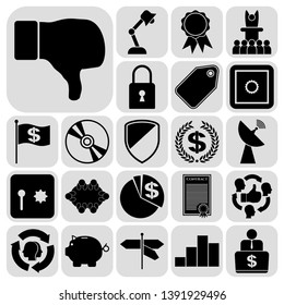Set of 22 business high quality symbols. Collection. Flat design. Vector Illustration.