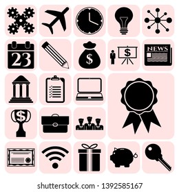 Set of 22 business high quality icons or symbols. Collection. Detailed design. Vector Illustration.