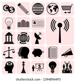 Set of 22 business high quality icons. Collection. Flat design. Vector Illustration.
