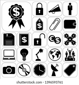 Set of 22 business high quality icons. Collection. Flat design. Vector Illustration.