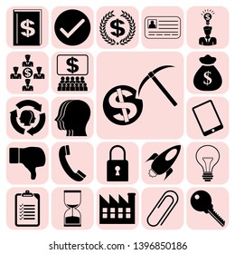 Set of 22 business high quality icons or symbols. Collection. Detailed design. Vector Illustration.