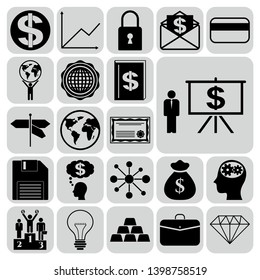 Set of 22 business high quality icons. Collection. Flat design. Vector Illustration.
