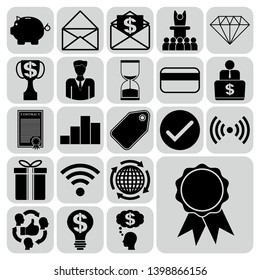 Set of 22 business high quality symbols. Collection. Flat design. Vector Illustration.