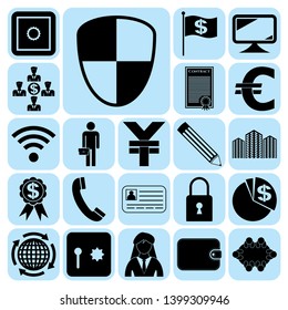 Set of 22 business high quality symbols. Collection. Flat design. Vector Illustration.