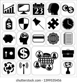 Set of 22 business high quality symbols. Collection. Detailed design. Vector Illustration.