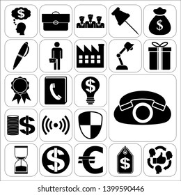 Set of 22 business high quality symbols or icons. Collection. Flat design. Vector Illustration.