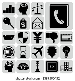 Set of 22 business high quality symbols or icons. Collection. Amazing desing. Vector Illustration.