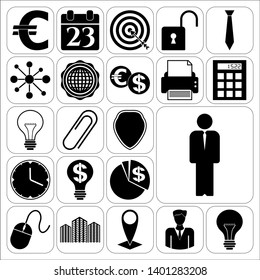 Set of 22 business high quality symbols or icons. Collection. Amazing desing. Vector Illustration.