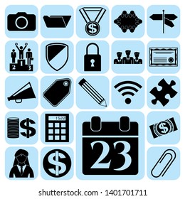 Set of 22 business high quality icons. Collection. Detailed design. Vector Illustration.