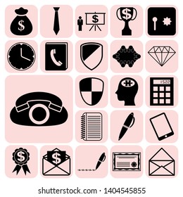 Set of 22 business high quality symbols. Collection. Flat design. Vector Illustration.