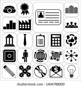 Set of 22 business high quality symbols or icons. Collection. Flat design. Vector Illustration.
