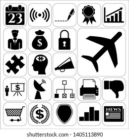 Set of 22 business high quality symbols or icons. Collection. Amazing desing. Vector Illustration.