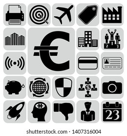 Set of 22 business high quality symbols. Collection. Flat design. Vector Illustration.