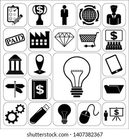 Set of 22 business high quality symbols or icons. Collection. Detailed design. Vector Illustration.