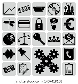 Set of 22 business high quality symbols or icons. Collection. Flat design. Vector Illustration.