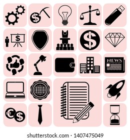 Set of 22 business high quality symbols. Collection. Detailed design. Vector Illustration.