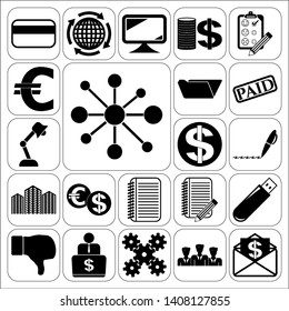 Set of 22 business high quality symbols or icons. Collection. Amazing desing. Vector Illustration.