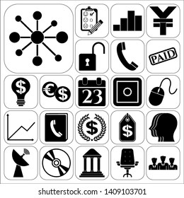 Set of 22 business high quality symbols or icons. Collection. Amazing desing. Vector Illustration.