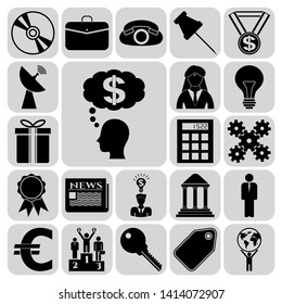 Set of 22 business high quality symbols. Collection. Flat design. Vector Illustration.