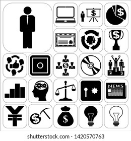 Set of 22 business high quality icons or symbols. Collection. Amazing desing. Vector Illustration.