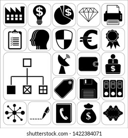 Set of 22 business high quality symbols or icons. Collection. Detailed design. Vector Illustration.